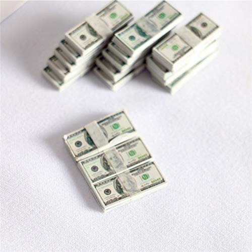 1:12 Dollhouse Miniature Scene Model Mini 200 Pieces Dollar Bills Set (Multicolored)