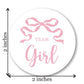 Pink and Blue Bow Gender Reveal Stickers - 40 Labels (20 of Each Design)