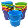 Podzly 12 Pack Beach Pails Sand Buckets - 7" Large Beach Pails with Handles for Kids - Colorful Beach Toys for Sand Molds & Castles - Great Sand