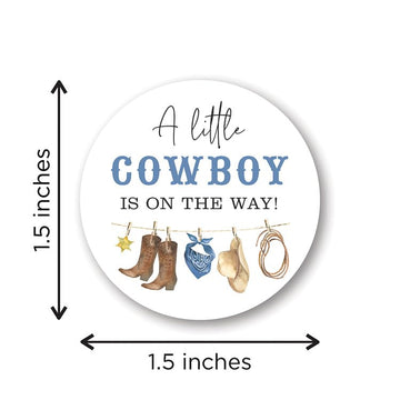 A Little Cowboy is On The Way Baby Shower Favor Stickers - 60 Labels