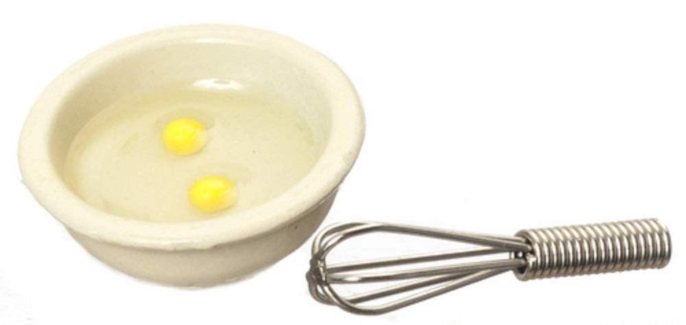 R.B. Foltz & Co. Dolls House Miniature Kitchen Accessory Bowl of Eggs Whisk 0119