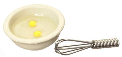 R.B. Foltz & Co. Dolls House Miniature Kitchen Accessory Bowl of Eggs Whisk 0119