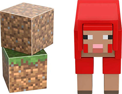 Minecraft Craft-A-Block Sheep Figure, Authentic Pixelated Video-Game Characters, Action Toy to Create, Explore and Survive, Collectible Gift for Fans