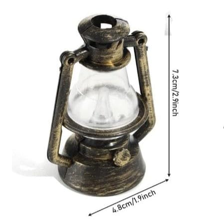 Bronze Color Miniature Lamps for Dollhouse, Doll House Retro Oil Lantern Dollhouse Accessories Scene Ornaments Miniature Scene Model Hurricane Lantern