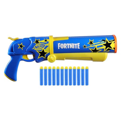 Nerf Fortnite Half Tone Hero Blaster, Bonus Code to Unlock Half Tone Hero Wrap in the Game, Break Open Loading, 12 Nerf Elite Darts, Fortnite Gifts