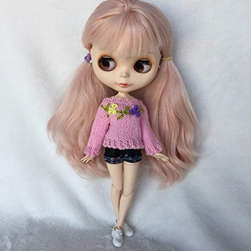 leoglint Blythe Doll Clothes, Sweater Clothing for Blythe Doll 30 cm 1/6 Bjd Dolls Azone ICY Licca Doll (Pink T-Shirt)