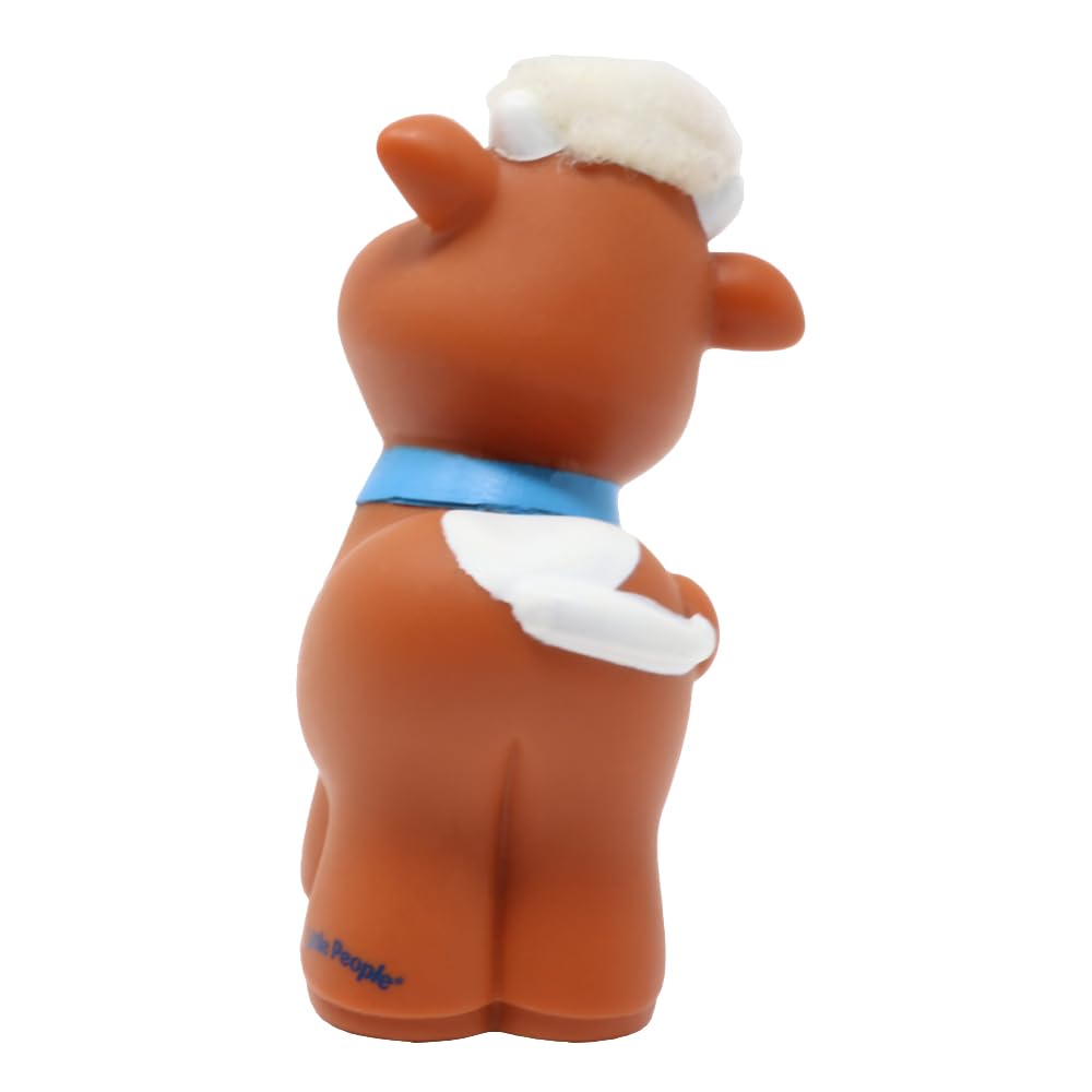 Fisher-Price Replacement Part for Collectible Little People Touch 'n Feel Farm Barn Playset K0104 - Replacement Brown and White Cow Figure with White
