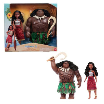 Mattel Disney Moana 2 Voyager 2 Doll Set, Moana & Maui Fashion Dolls in Removable Outfits with 4 Accessories, Inspired by the Movie