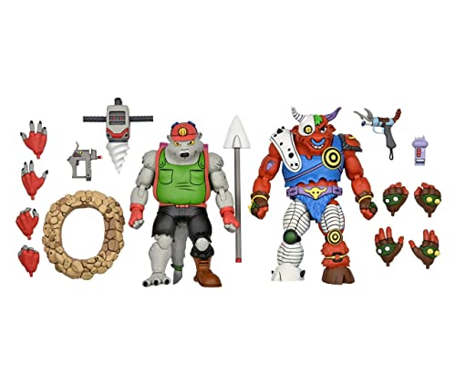 NECA 81893 TMNT Cartoon Dirtbag/GROUNDCHUCK 2-Pack Ninja Statues, Multicoloured