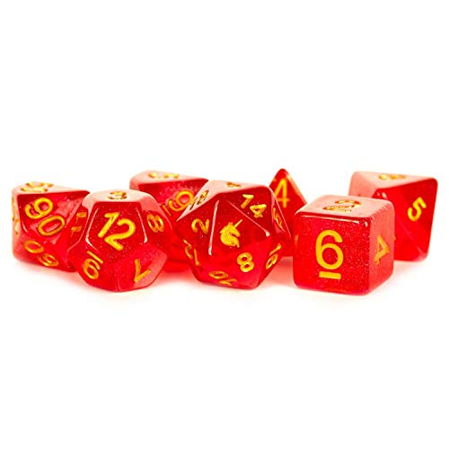 Metallic Dice Games LIC721 Unicorn-Red Dice - 7 Piece