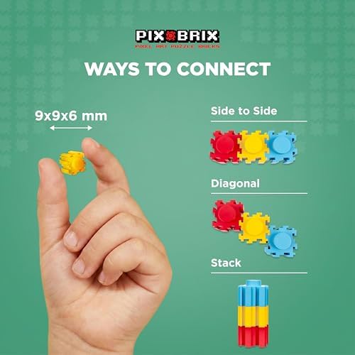 Pix Brix Pixel Art kit Puzzle Bricks - 3,000 Piece Pixel Art Container, 12 Color Medium Palette - Interlocking Building Bricks, Create 2D and 3D