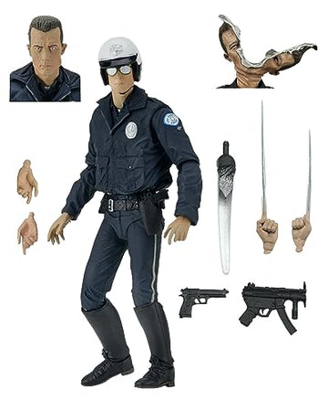 NECA - Ultimate T-1000 Motorcycle Cop Terminator Scale Action Figure, 7"