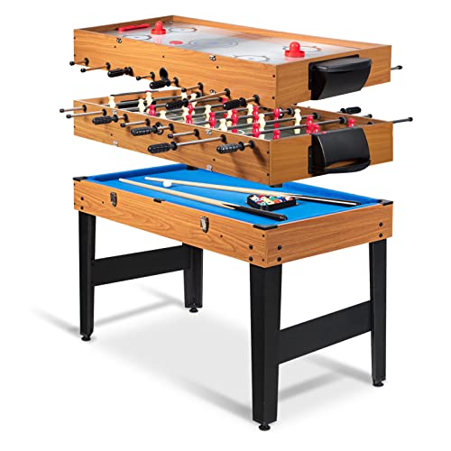 Goplus 48 Inch Multi Game Table, 3-in-1 Adult Size Foosball, Pool Table, Slide Hockey Table, Combo Table Set w/Billiard, Soccer & Hockey for Arcade