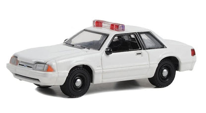 Greenlight 43008-L Hot Pursuit - 1987-93 Fox Body Mustang SSP Police - with Light and Push Bar 1/64 Scale