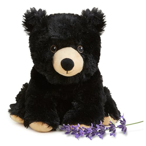 warmies Microwavable & Weighted Stuffed Animals, Black Bear - Microwavable Heat Therapy - Weighted Plushie Comfort - Stuffed Animal Heating Pad -