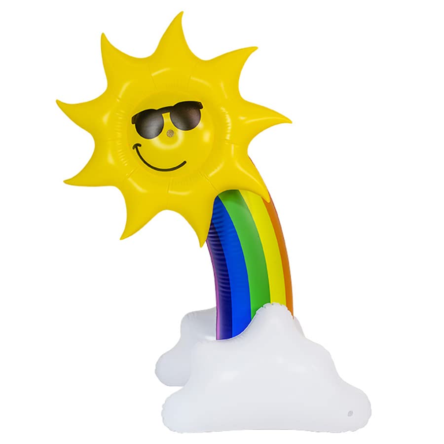 PoolCandy 5-Foot Giant Inflatable Rainbow Sprinkler - Sun Shower Backyard Water Toy for Kids & Adults, Garden Hose Splash Play for Summer Parties