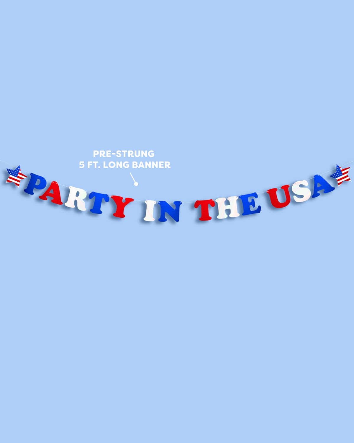 xo, Fetti Party in The USA Fourth of July Foil Banner - Red, White + Blue Foil 5 Ft. | USA Party Favors, American Flag Party Supplies, 4th of July