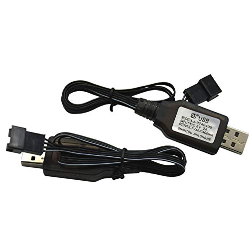Blomiky 2 Pack 7.4V / 2 x 3.7V 400mA Lithium Battery Charger Cable with SM-4P 4 pin Plug for Old Version UDI001 UDI008 UDI009 and HJ808 HJ812 RC Boat