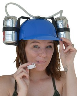 Fairly Odd Novelties Beer Soda Guzzler Helmet Drinking Party Hat, Blue