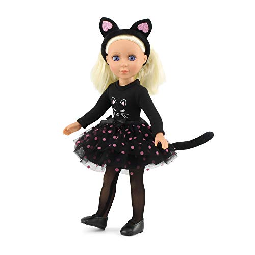 Emily Rose 14" Doll Black Cat Costume 5-Piece Set - Leotard, Tutu, Cat Ears, Tights & Shoes | Compatible with Wellie Wishers Glitter Girls 14" Dolls