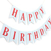 Blue and red Happy Birthday Banner - Happy 1st Birthday decorations, Blue Gingham with Red Letters Happy Birthday Banner