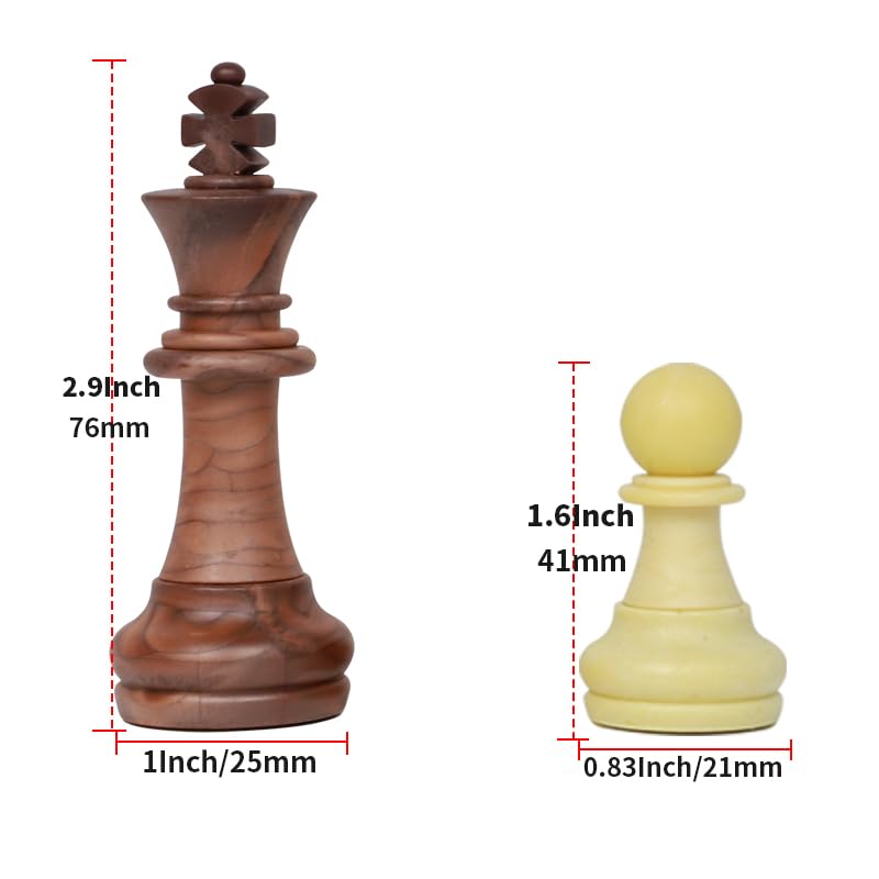 Qryovsa Luxury Staunton Chess Pieces Only 32 Chessmen Pieces Replacement of Missing Pieces Weighted Tournament Chess Pieces for Chess Set