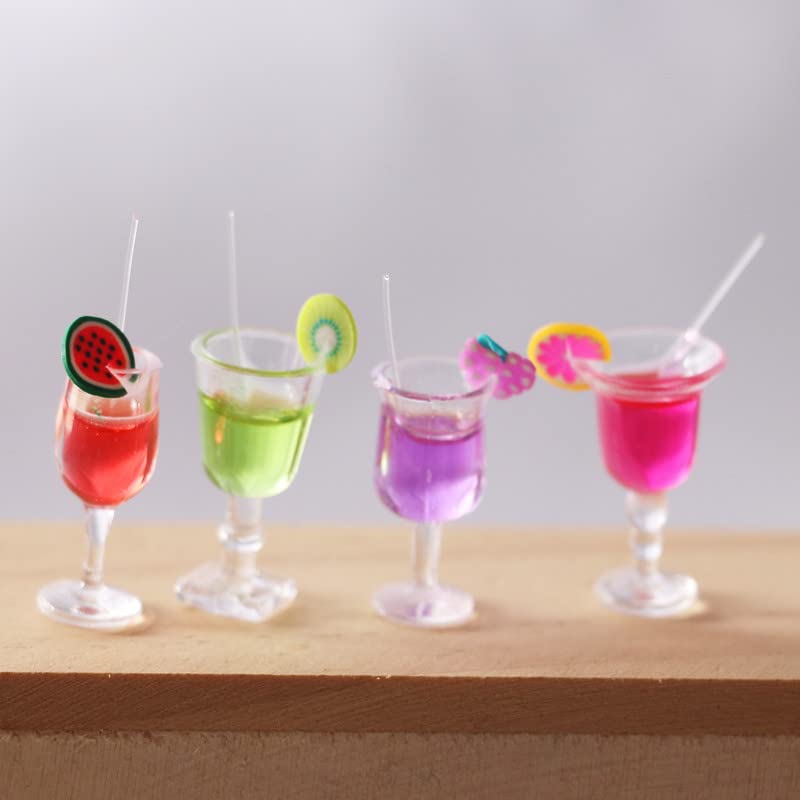 4-Piece 1:12 Scale Mini Bar Set - Hyper-Realistic Resin Wine & Cocktail Bottles for Dollhouse Kitchens, Architectural Models & Photography Props