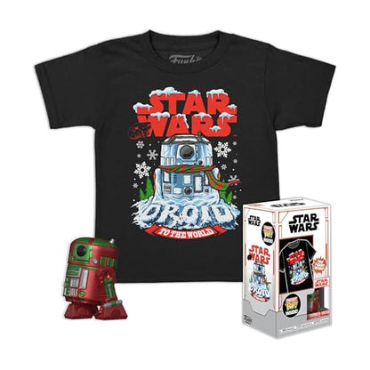 Funko Pocket POP! & Tee: Star Wars-Holiday R2D2 - Metallic - Small - (S) - T-Shirt - Clothes with Collectable Vinyl Minifigure - Gift Idea - Toys and