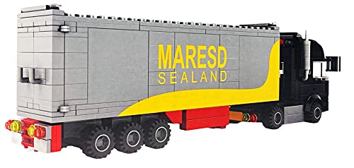 General Jim's Black Semi Truck Building Blocks Set - 231mm Highly Detailed Model - Realistic Black Cab, Gray and Yellow Trailer, Mirrors, Exhaust