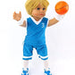 American Fashion World Boy’s Blue Basketball Uniform for 18-Inch Dolls | Accessories Included | Premium Quality & Trendy Design | Dolls Clothes |
