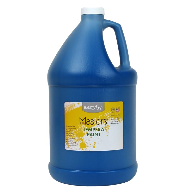 Handy Art Little Masters Tempera Paint, Blue, Gallon 128 oz Bottle, Bright & Mixable, High Opacity, Washable Colors for Classroom, Students, Kids