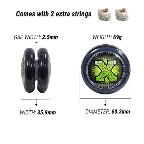 Yomega Power Brain XP yoyo - Professional yoyo with a Smart Switch which enables Players to Choose Between Auto-Return and Manual Styles of Play. +