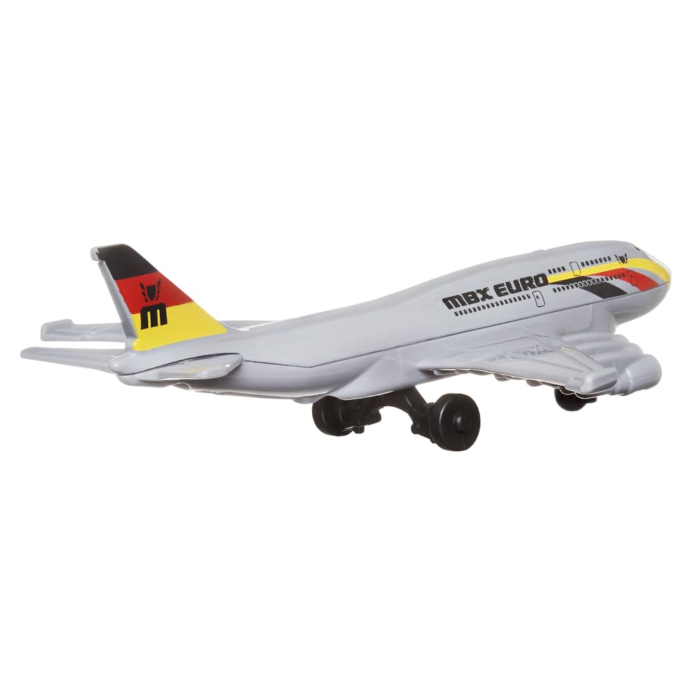 Matchbox Collectible Die-Cast Metal Sky Busters MBX 6-2 Airliner Airplane - HVM39 ~ Silver Passenger Euro Airline Jet Airplane ~ Includes Playmat
