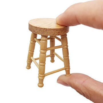 SXFSE Dollhouse Decoration Accessories, 2pcs 1/12 Mini Dollhouse Furniture Miniature Wooden High Stool