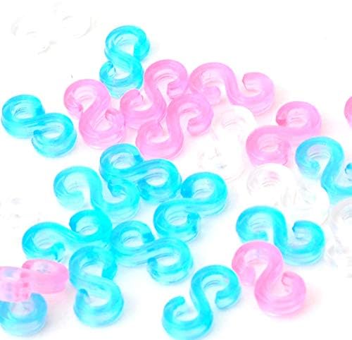 Shuiniba S Clips, Rubber Bands Refills Set for DIY Bracelet Craft, for Plastic Chain Links Bracelet, Colorful - 200 Pack