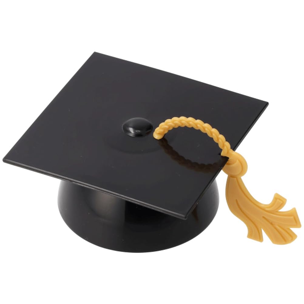 Grad Cap With Tassel Layon Mortarboard Graduation Hat CAKE Topper Layon, Size 3 inch (Black)