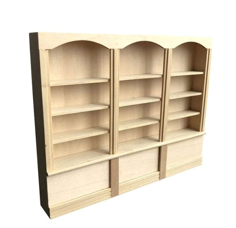 EatingBiting 1:12 mini Miniature Furniture Wooden Display Cabinet Bookcase Book Shelf Cabinet Wardrobe Model for Fairy Garden 23 x 17.9 x 2.8cm / 9.1