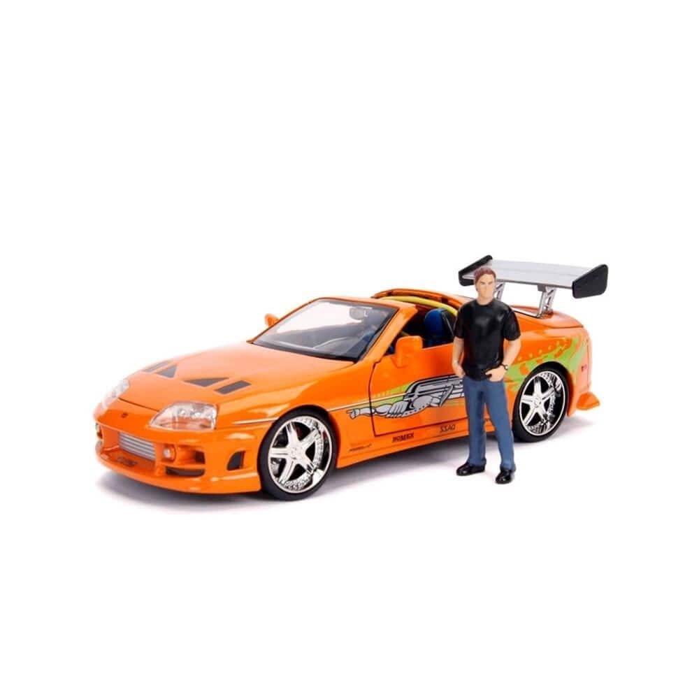 Jada Fast & Furious Brian’s 1995 Toyota Supra Diecast Model - 1:24 Scale Durable Die Cast Car - Includes Brian O' Conner Figure - Perfect