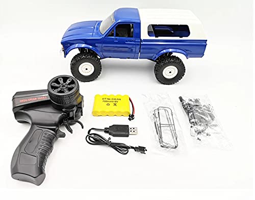 FMTStore WPL C24 1/16 2.4GHz 4WD RC Car Crawler Headlight Remote Control Crawler Off-Road Pick-up Truck RTR Toy Boy, Girl and Adult (Blue)
