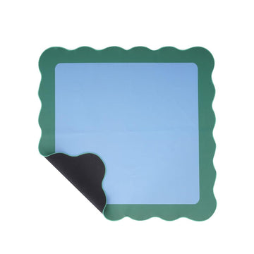 Scalloped Mahjong Mat No Creases with Rolling Bag: Anti-Slip & Noise Reduce Solid American Mah Jongg Tablecloth - 33" Square 2mm Neoprene Board Game