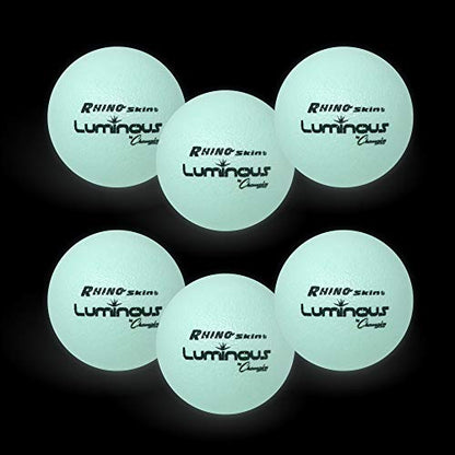 Champion Sports Premium Rhino Skin Dodgeballs with Mesh Storage Bag, Set of 6 - Glow in the Dark Playground Balls for Outdoor Games and Gym Class