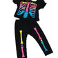 American Fashion World Electric Neon Skeleton Halloween Costume for 18-inch Dolls| Premium Quality & Trendy Design | Dolls Clothes | Outfit Fashions