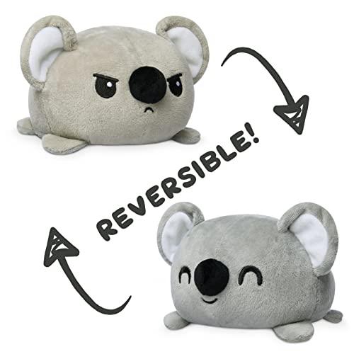 TeeTurtle Reversible Koala Plushie 4-Inch Gray Two-Sided Flip Plush Toy with Embroidered Details - Cute Mini Collectible Plush for Kids, Teens,