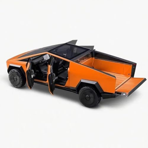 Powvan Truck Toy Zinc Alloy Model with RV Motorcycle EV Vehicle 1/32 Orange Car for Boys Girls Age for 3+