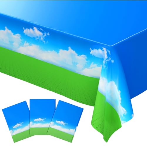 Blue Orchards Block Game Tablecover (Pack of 3) 108" x 54" - Ultimate Virtual World Theme Party Decorations, Accent Tablecloth, Backdrop, Gift Wrap