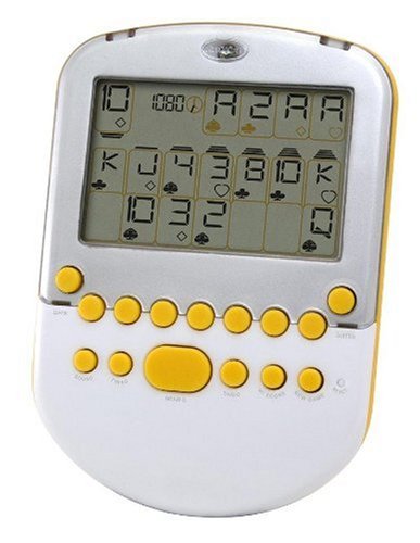 Mattel Big Screen Solitaire - White/ Silver with Yellow Accents