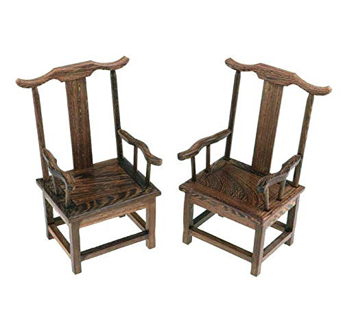 EatingBiting 1:6 Small Miniature Handcraft Furniture Retro Wood End Table Armchairs 3Pc Home mini Furniture Model Display Decor Great handcrafts