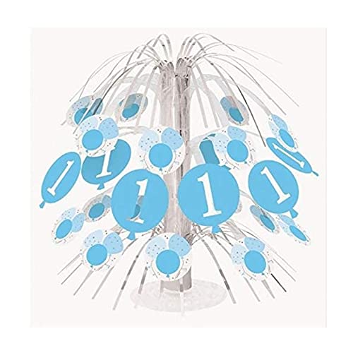 Unique 74956 Blue 1st Birthday Gingham Cascade Centerpiece 1 Pc