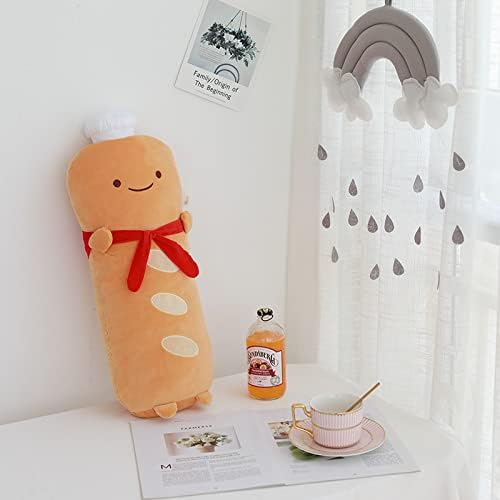 JOSON Toast Bread Plush Pillow, Soft and Interesting Food Plush Sofa Cushion with red Scarf, Suitable for Birthday, Valentine's Day (Long Toast)