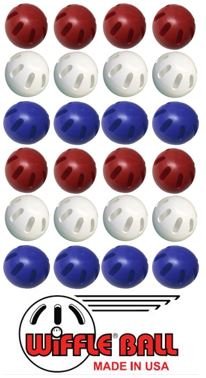 WIFFLE® Ball USA Bulk Pack of 24 Balls Includes 8 Each Patriotic Red White and Blue Balls for Backyard Fun with Kids and Adults -American Made Ball